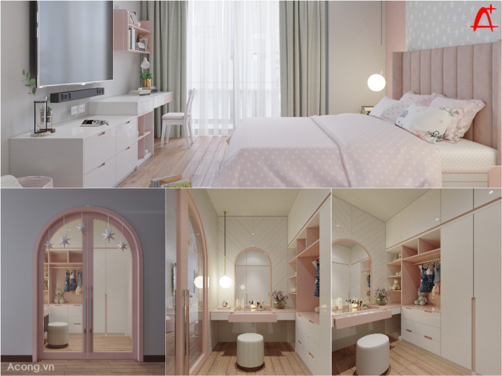 Thiết kế Biệt thự Green Pearl: nội thất phòng con gái